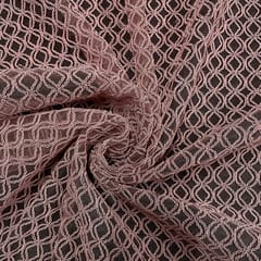 Pink Color Net Embroidered Fabric