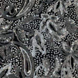 Silver Color Lycra Sequins Embroidered Fabric