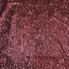 Maroon Color Lycra Sequins Embroidered Fabric