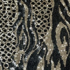 Black Color Net Embroidered Fabric