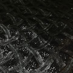 Black Color Net Embroidered Fabric