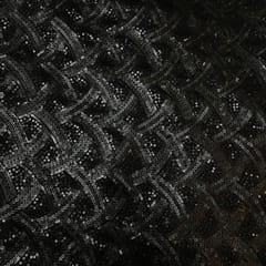 Black Color Net Embroidered Fabric