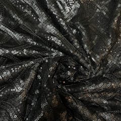 Black Color Net Embroidered Fabric