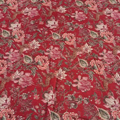 Red Color Corduroy Printed Fabric