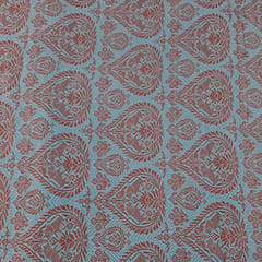 Sky Blue Color Corduroy Printed Fabric