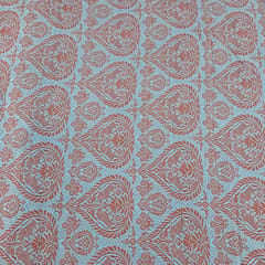 Sky Blue Color Corduroy Printed Fabric