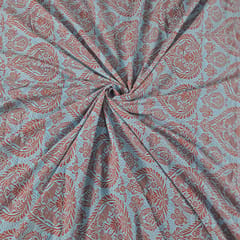 Sky Blue Color Corduroy Printed Fabric