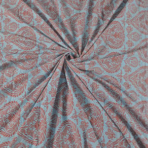 Sky Blue Color Corduroy Printed Fabric