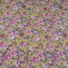 Yellow Color Corduroy Printed Fabric