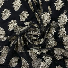 Black Color Net Embroidered Fabric