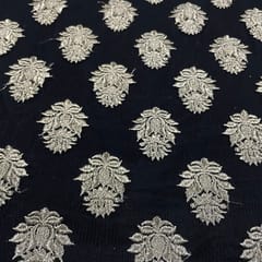 Black Color Net Embroidered Fabric