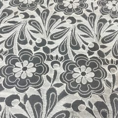 White Color Net Embroidered Fabric