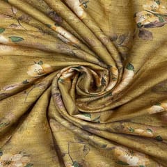 Mustard Color Semi Pashmina Printed Fabric