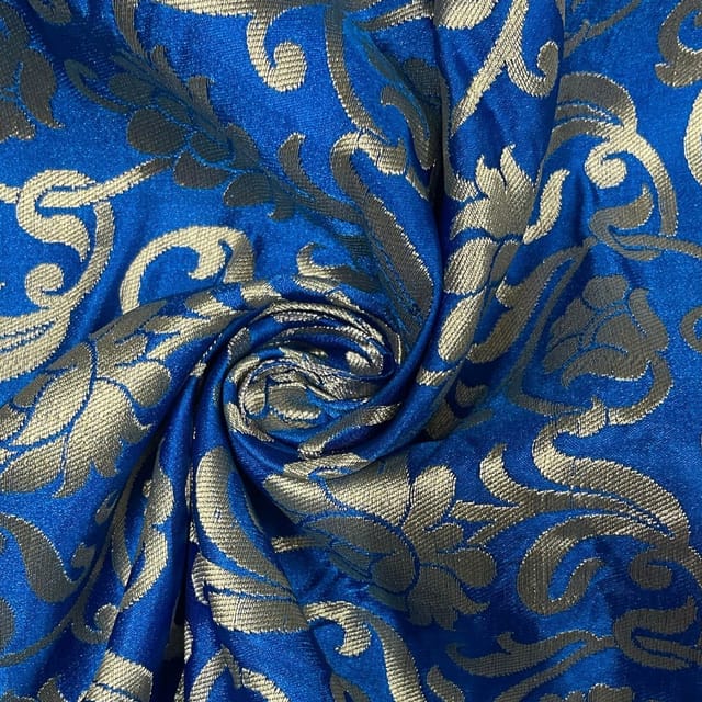 Blue Color Pure Brocade Fabric