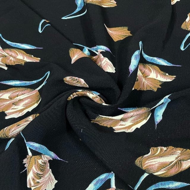 Black Color Corduroy Printed Fabric