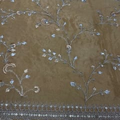 Mustard Color Chiffon Embroidered Fabric