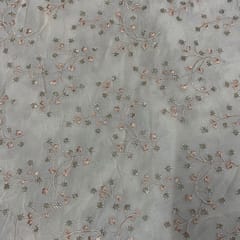 Light Peach Color Chiffon Embroidered Fabric