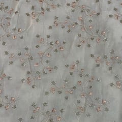 Light Peach Color Chiffon Embroidered Fabric