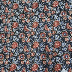 Black Color Cambric Cotton Kalamkari Printed Fabric