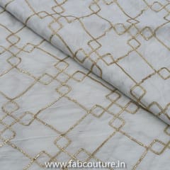 White Muslin Embroidered Fabric (1.90Meter Piece)