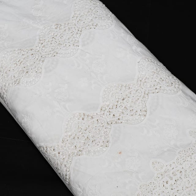 White Dyeable Cotton Lace Embroidered Fabric