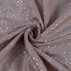 Taupe Grey Color Chinon Chiffon Sequins Embroidered Fabric (1.50Meter Piece)