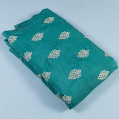 Green Color Muslin Embroidered Fabric (1.40Meter Piece)