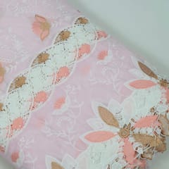 Pink Color Cotton Embroidered Fabric