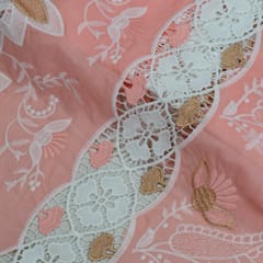 Gajree Color Cotton Embroidered Fabric