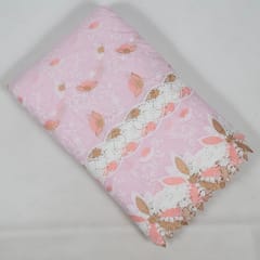 Pink Color Cotton Embroidered Fabric