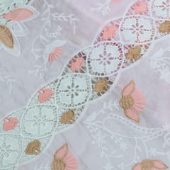 Pink Color Cotton Embroidered Fabric