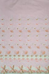 Pink Color Cotton Embroidered Fabric