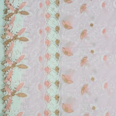 Pink Color Cotton Embroidered Fabric