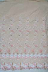 Beige Color Cotton Embroidered Fabric