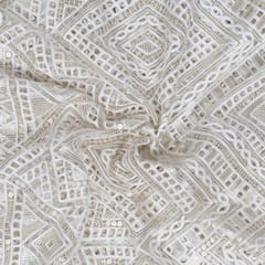 Dyeable Net Cutwork Embroidered Fabric