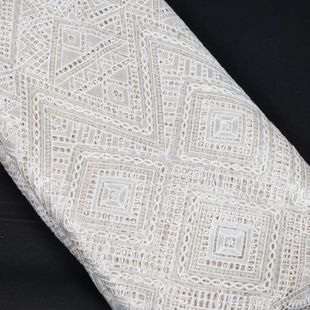 Dyeable Net Cutwork Embroidered Fabric