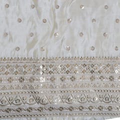 Dyeable Uppada Silk Tissue Embroidered Fabric