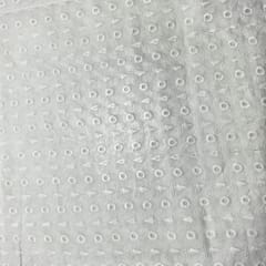 White Color Cotton Chikan Fabric