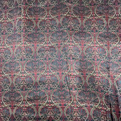 Dark Brown Color Semi Chanderi Printed Fabric