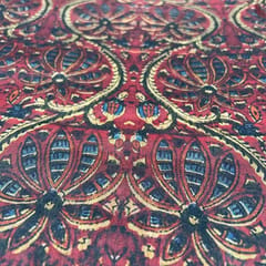 Dark Brown Color Semi Chanderi Printed Fabric