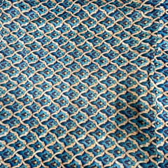 Blue Color Semi Chanderi Printed Fabric