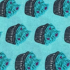 Blue Color Rayon Printed Fabric