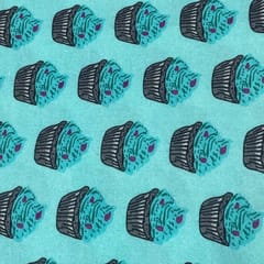 Blue Color Rayon Printed Fabric