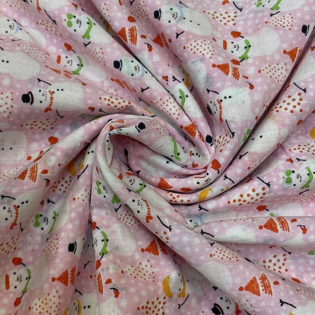 Light Pink Color Cotton Voil Printed Fabric