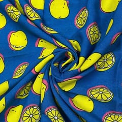 Blue Color Rayon Printed Fabric