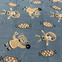 Blue Color Cotton Cambric Printed Fabric