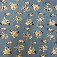 Blue Color Cotton Cambric Printed Fabric