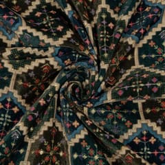 Multi Color Velvet Print with Embroidered Fabric