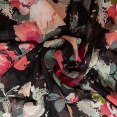 Multi Color Chinon Chiffon Printed Fabric (80Cm Piece)