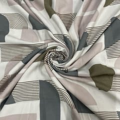 Off White Color Rayon Printed Fabric